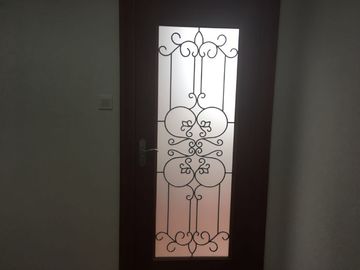 Porte di entrata di vetro del ferro ovale, porte antisettiche del ferro battuto con vetro