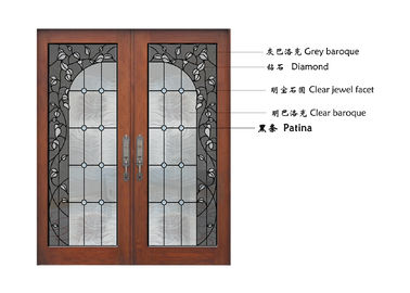 Porta di vetro di scivolamento di legno di Dedorative della struttura, portelli scorrevoli di vetro interni della patina nera