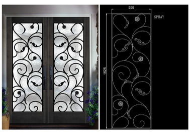 Vetro intarsiato elegante del ferro battuto della porta di illuminazione naturale per la mano di costruzione forgiata dignificata