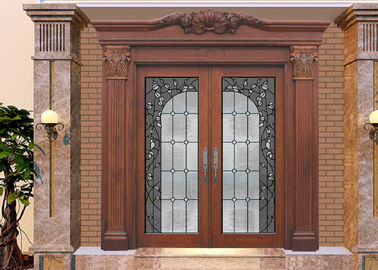Porta di vetro di scivolamento di legno di Dedorative della struttura, portelli scorrevoli di vetro interni della patina nera